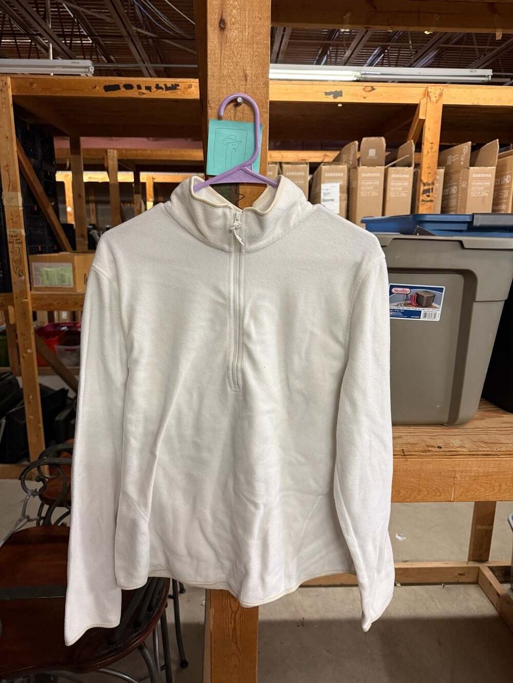 Primark 1/4 Zip Fleece Sweatshirt Size 14/16 White Mock Neck